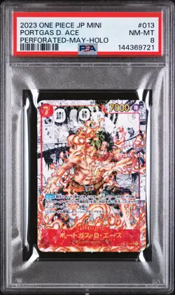 2023 ONE PIECE JAPANESE SAIKYO JUMP MINI PROMOS #013 PORTGAS D. ACE PSA 8 - Image 1