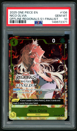 2025 ONE PIECE NICO OLVIA OFFLINE FINALIST REGS. PACK 2025 S1 #106 PSA 10 - Image 1
