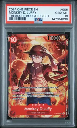 2024 ONE PIECE PROMOS TREASURE BOOSTERS SET #006 MONKEY D. LUFFY PSA 10 - Image 1