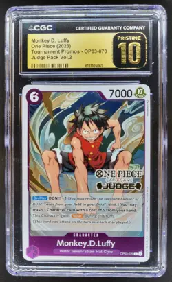 2023 ONE PIECE MONKEY D. LUFFY PROMO JUDGE PACK OP03-070 CGC 10 PRISTINE RC7 - Image 1