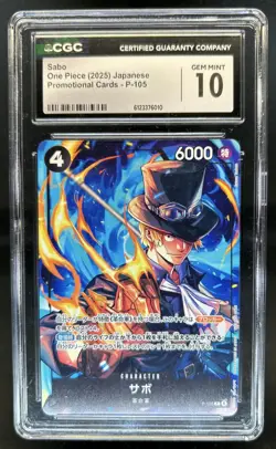 2025 One Piece Japanese Promo Sabo #P-105 CGC 10 Gem Mint - Image 1