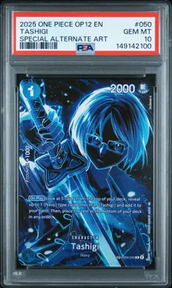 2025 ONE PIECE TASHIGI SPECIAL ALT. ART OP12-LEGACY OF THE MASTER #050 PSA 10 - Image 1