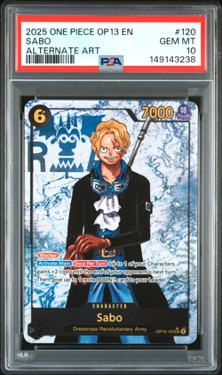 2025 ONE PIECE SABO ALTERNATE ART OP13-CARRYING ON HIS WILL #120 PSA 10 - Image 1