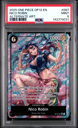 2025 One Piece OP12 EN Nico Robin Alternate Art #087 PSA 9 MINT - Image 1
