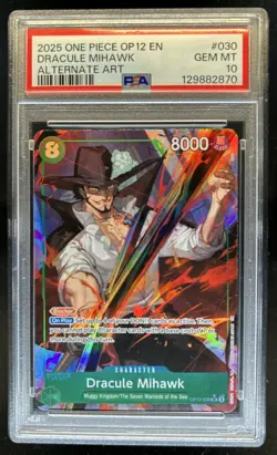 2025 One Piece Legacy of the Master Dracule Mihawk Alt Art #OP12-030 PSA 10 - Image 1
