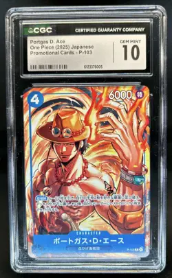 2025 One Piece Japanese Promo Portgas D. Ace #P-103 CGC 10 Gem Mint - Image 1