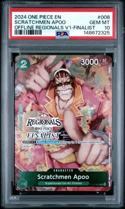 2024 ONE PIECE SCRATCHMEN APOO OFFLINE REGIONALS PACK 2024 VOL.1 #008 PSA 10 - Image 1