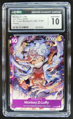2024 ONE PIECE MONKEY D. LUFFY PROMO P-041 PURPLE MONKEY CGC 10 TL3 - Image 1