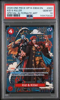 2026 One Piece OP14 EB04 En Kid & Killer Special Alternate Art #003 PSA 10 Gem - Image 1