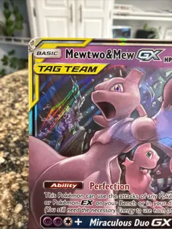 Pokemon Mewtwo & Mew GX Ultra Rare TAG TEAM Holo 71/236 SM-Unified Minds Card - Image 2