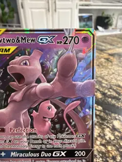 Pokemon Mewtwo & Mew GX Ultra Rare TAG TEAM Holo 71/236 SM-Unified Minds Card - Image 3