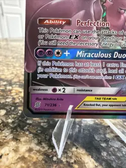 Pokemon Mewtwo & Mew GX Ultra Rare TAG TEAM Holo 71/236 SM-Unified Minds Card - Image 5