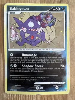 Pokemon Card - Sableye - Secret Wonders 63/132 Reverse HOLO 2007 DMG - Image 1