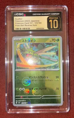 Pokemon TCG Scyther Poke Ball Reverse Holo Japanese Card CGC PRISTINE 10 - Image 1