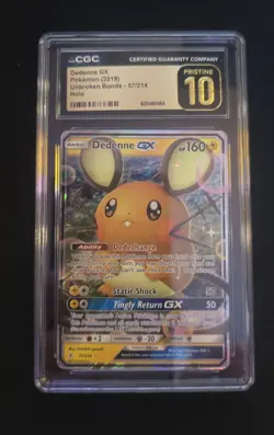 POP 6!! CGC PRISTINE 10 Dedenne GX 57/214 Holo - Unbroken Bonds - Pokemon 2019 - Image 1