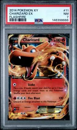 2014 POKEMON XY FLASHFIRE #11 CHARIZARD EX PSA 7 - Image 1
