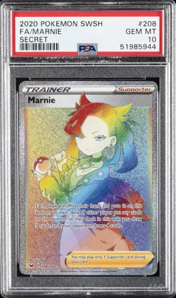 2020 POKEMON SWORD & SHIELD SECRET #208 FULL ART/MARNIE PSA 10 - Image 1
