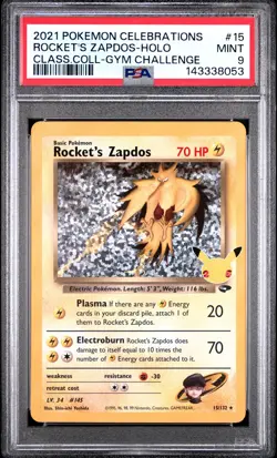 2021 POKEMON CELEBRATIONS CLASSIC COLLECTION #15 ROCKET'S ZAPDOS-HOLO PSA 9 - Image 1