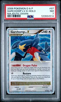2008 POKEMON DIAMOND & PEARL MAJESTIC DAWN #97 GARCHOMP LV.X-HOLO PSA 7 - Image 1