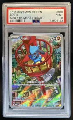 2025 Pokemon MEP Black Star Promos Riolu #010 PSA 9 - Image 1