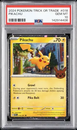 2024 POKEMON TRICK OR TRADE #018 PIKACHU PSA 10 - Image 1