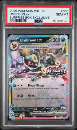 2025 POKEMON PRISMATIC EVOLUTIONS SURPRISE BOX EXCLUSIVE UMBREON EX PSA 10 - Image 1