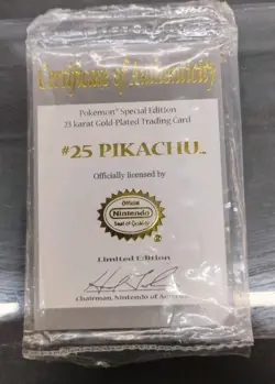 Burger King Pokemon Pikachu 23K Gold-Plated Card W/Certificate (1999) - Image 2