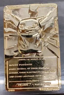 Burger King Pokemon Pikachu 23K Gold-Plated Card W/Certificate (1999) - Image 5