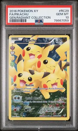 2016 POKEMON XY GENERATIONS RADIANT COLLECTION #RC29 FULL ART/PIKACHU PSA 10 - Image 1