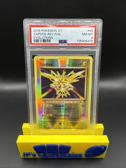 2016 POKEMON XY EVOLUTIONS #42 ZAPDOS-REVERSE FOIL PSA 8 - Image 1
