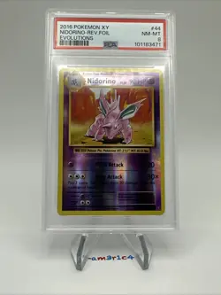 PSA 8- Nidorino Reverse Foil 44/108 – 2016 Pokemon XY Evolutions - Image 1