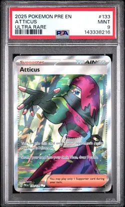 2025 POKEMON PRE EN-PRISMATIC EVOLUTIONS ULTRA RARE #133 ATTICUS PSA 9 - Image 1