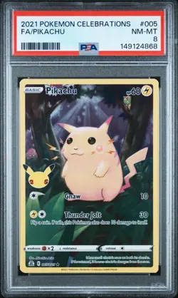 2021 POKEMON CELEBRATIONS #005 FULL ART/PIKACHU PSA 8 - Image 1