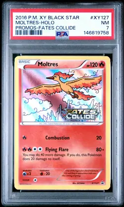 2016 POKEMON XY BLACK STAR PROMO FATES COLLIDE #XY127 MOLTRES-HOLO PSA 7 - Image 1