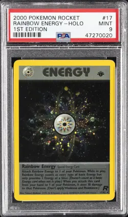 2000 POKEMON ROCKET 1ST EDITION #17 RAINBOW ENERGY-HOLO PSA 9 - Image 1