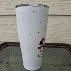 Mickey Mouse, Minnie Mouse And Pluto Christmas Scene Sleigh Metal Tumbler￼ - Image 3