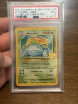 2021 Pokemon Celebrations Classic VENUSAUR Holo Base Set #15 PSA 9 - Image 1