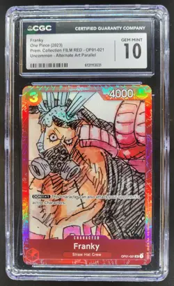 2023 ONE PIECE FRANKY FILM RED ALTERNATE ART OP01-021 CGC 10 PT - Image 1