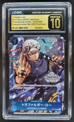 2022 ONE PIECE JP TRAFALGAR LAW PROMO ST03-008 CGC 10 PRISTINE RC7 - Image 1