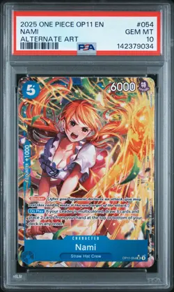 2025 One Piece OP11 EN Nami Alternate Art #054 PSA 10 GEM MINT - Image 1