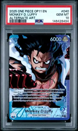 2025 ONE PIECE MONKEY D. LUFFY AA OP11-A FIST OF DIVINE SPEED #040 PSA 10 - Image 1