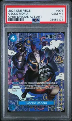 2024 ONE PIECE OP08-TWO LEGENDS SPECIAL ALTERNATE ART #004 GECKO MORIA PSA 10 - Image 1