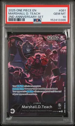 2025 ONE PIECE ENGLISH VERSION 2ND ANNIVERSARY SET #081 MARSHALL D. TEACH PSA 10 - Image 1