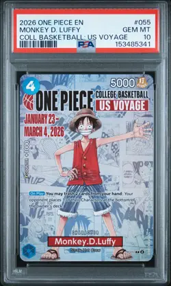 2026 ONE PIECE PROMOS COLLEGE BASKETBALL: US VOYAGE MONKEY D. LUFFY PSA 10 - Image 1