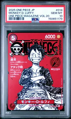 2025 ONE PIECE JPN PROMOS ONE PIECE MAGAZINE VOL.20 #014 MONKEY D. LUFFY PSA 10 - Image 1