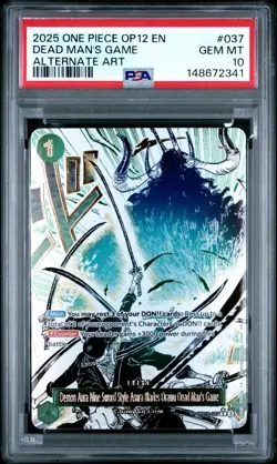 2025 ONE PIECE DEAD MAN'S GAME AA OP12-LEGACY OF THE MASTER #037 PSA 10 - Image 1