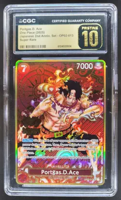 2025 ONE PIECE PORTGAS D. ACE JP 2ND SUPER RARE OP02-013 CGC 10 PRISTINE RC7 - Image 1