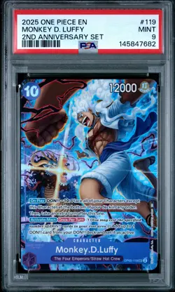 2025 ONE PIECE ENGLISH VERSION 2ND ANNIVERSARY SET #119 MONKEY D. LUFFY PSA 9 - Image 1