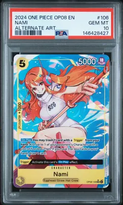2024 ONE PIECE NAMI ALTERNATE ART OP08-TWO LEGENDS #106 PSA 10 - Image 1