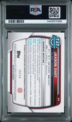 💥2022 1st Bowman Chrome Jaxon Dart GOLD LAVA SSP /50 Giants Pop 1 PSA 10 Auto💥 - Image 3